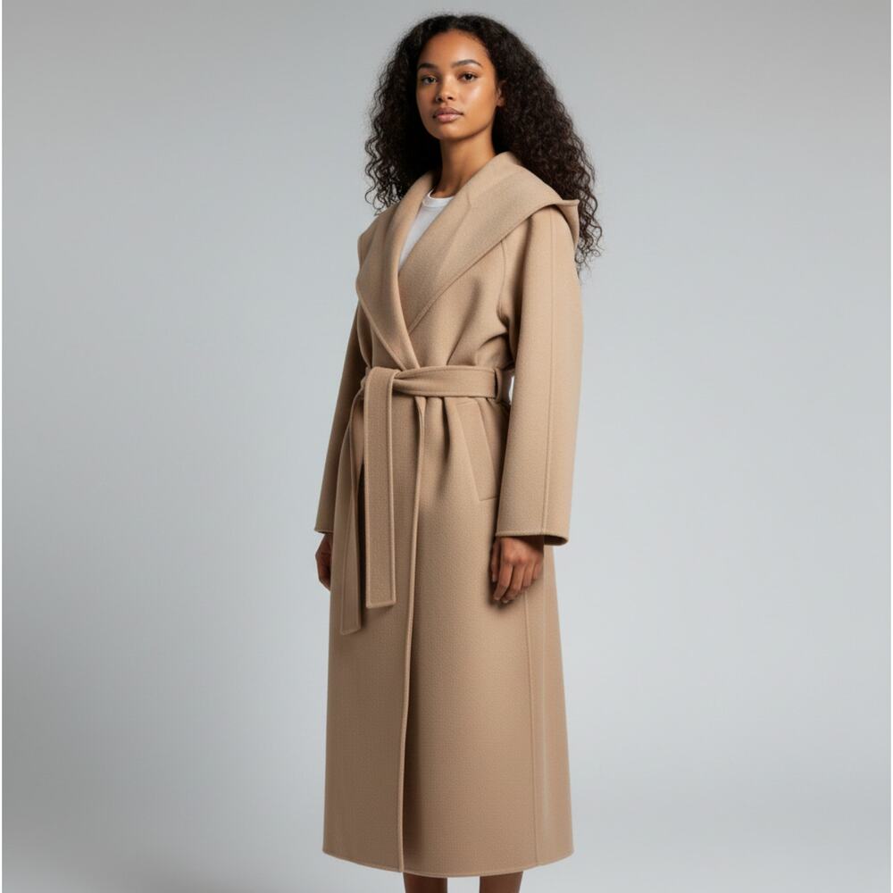 PESERICO Women's Belted Coat Size 10 In Camel